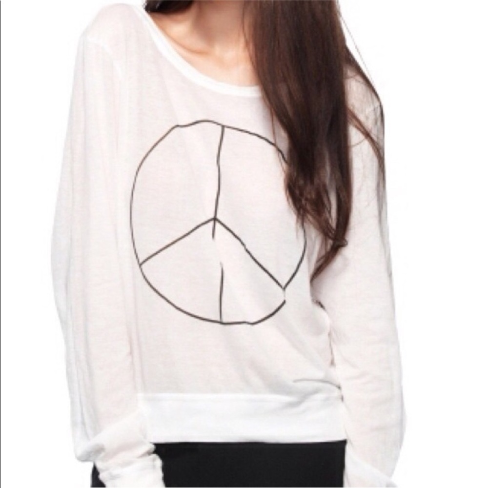 Wildfox Peace Sign Graphic Baggy Beach Jumper Sweatshirt